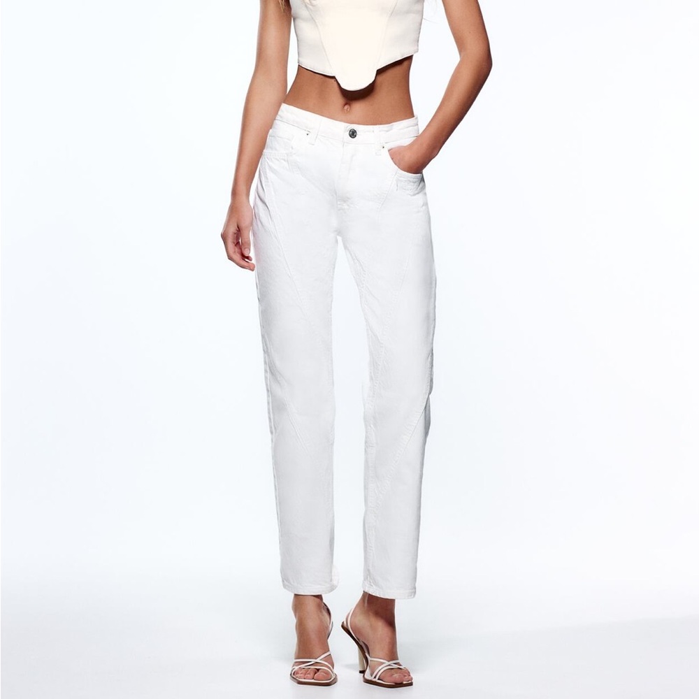 White Zara Straight Line Jean
